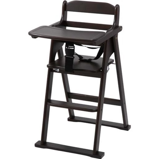 不二貿易ベビーチェアキッズチェアハイチェア幅43 x奥行63 x高さ83 cmブラウン木製折りたたみテーブル付き5か月~5才17633