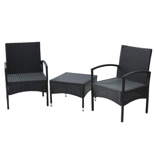 ガーデンマスター Gardenmaster ラタン調ガーデンテーブル-チェア3点セットテーブルx 1点-チェア2点セットお庭ベランダテラスバルコニーダークブラウンNTC-3