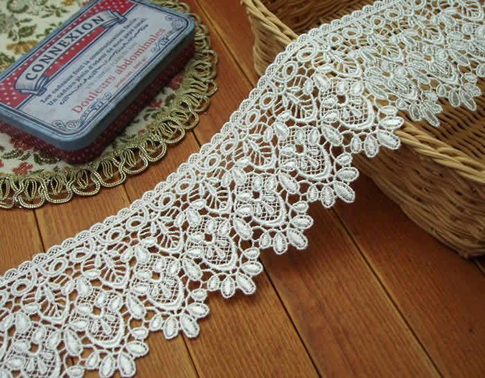 業務用7 cm幅オフ白きれいなケミカルレース