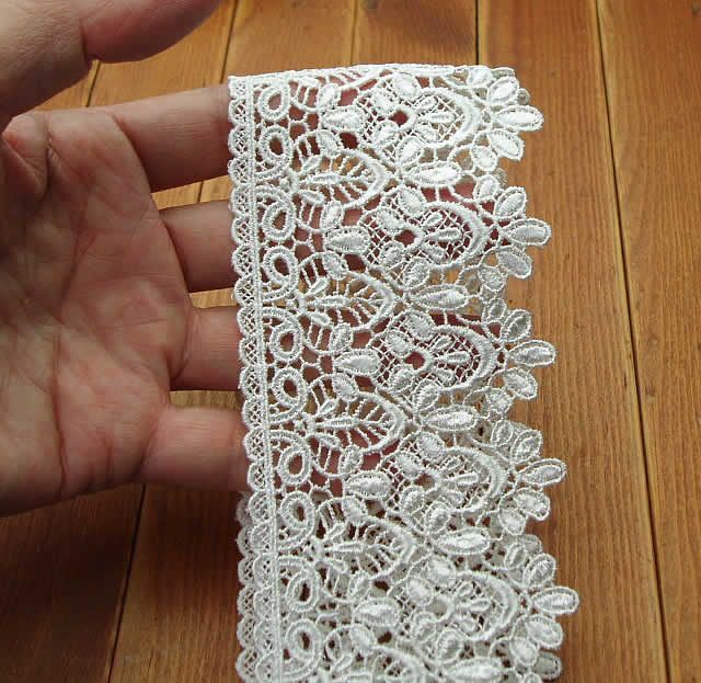 業務用7 cm幅オフ白きれいなケミカルレース 20 m