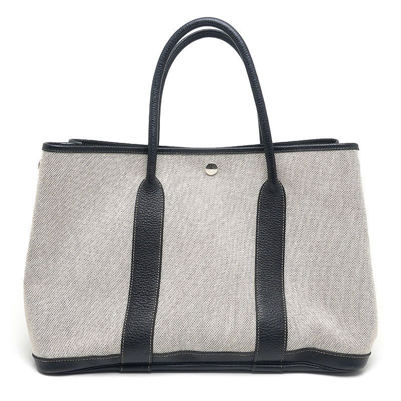 エルメス ガーデンパーティPM トワルアッシュ トートバッグ ボタン修理痕