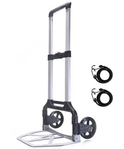 キャリーカート大型タイヤ静音台車運搬キャリー耐荷重150 KG多用途カート組み立て不要折りたたみコンパクトキャンプアウトドア引っ越し災害時買い物旅行固定ロープ2本付き ブラック