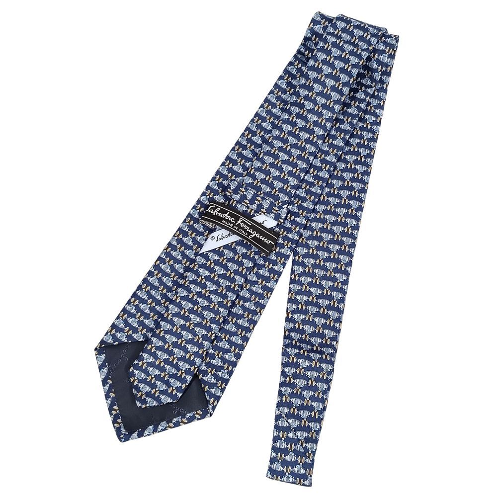 SALVATORE FERRAGAMO サルヴァトーレフェラガモ 車柄 シルク ネクタイ