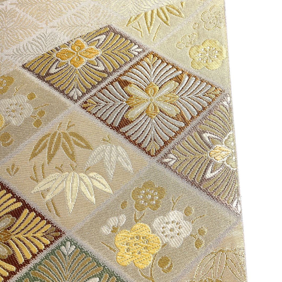 袋帯　唐織　雪輪　菊花　松竹梅　金糸　着物　091a p 袋帯 唐織 雪輪 菊花 松竹梅 金糸 着物 091a p 袋帯 唐織 雪輪 菊花