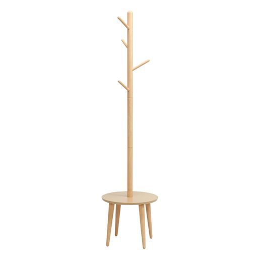 永井興産シェルフ付ポールハンガー高さ2 WAYコートハンガー衣類収納天然木ナチュラルNK-5040