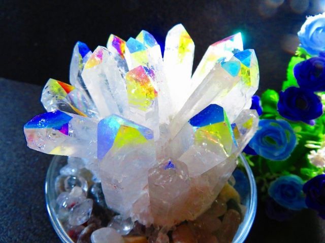 ☆上級贅品☆新入荷天然アーカンソー産 レインボーオーラ水晶