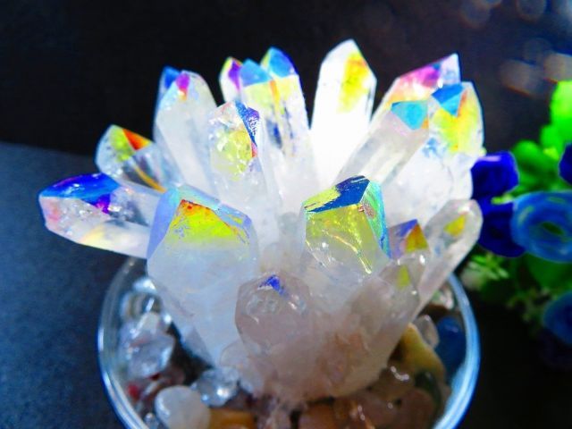 ☆上級贅品☆新入荷天然アーカンソー産 レインボーオーラ水晶
