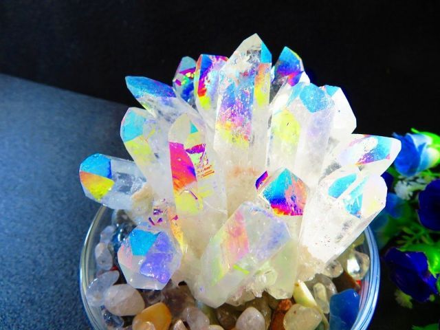 ☆上級贅品☆新入荷天然アーカンソー産 レインボーオーラ水晶