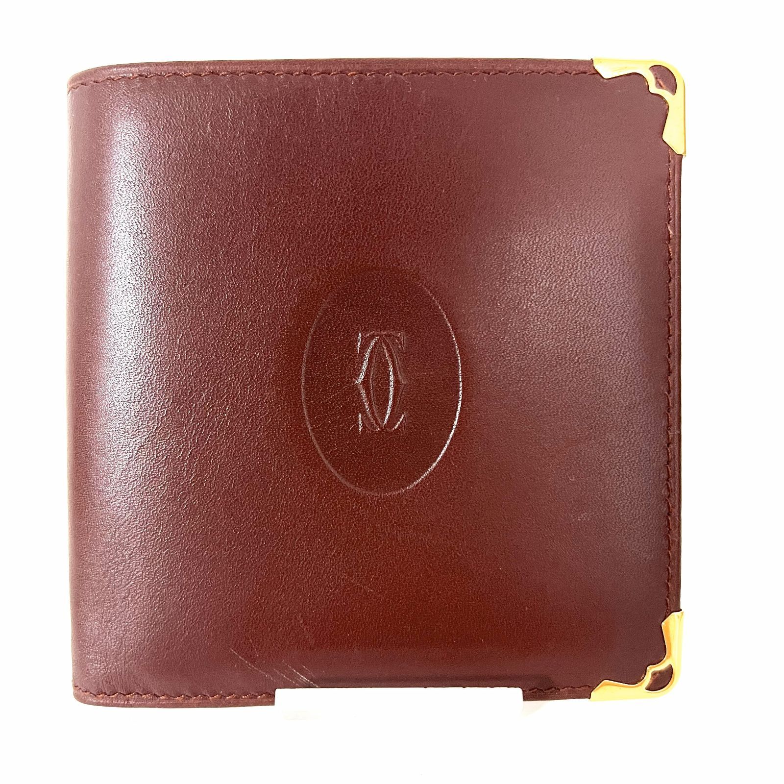 SD 5056 Cartier カルティエ ボルドー レザー マストライン 二つ折り財布 コンパクトウォレット