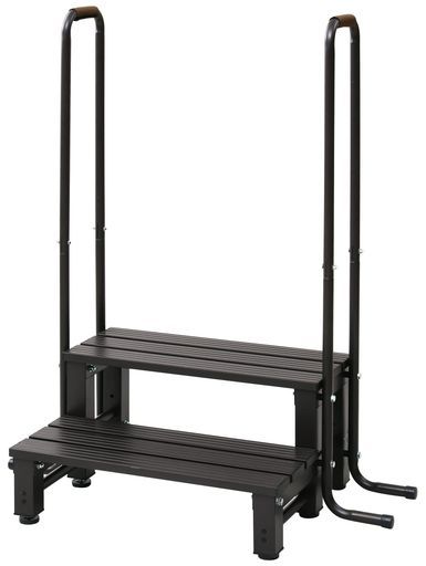 ガーデンマスター Gardenmaster 両取っ手付きアルミ2段踏み台幅98.5 x奥行53 x高さ118 cm耐荷重80 kgバルコニーベランダデッキ縁台段差解消介護ガーデンマスターダークブラウンYM-8002 DH