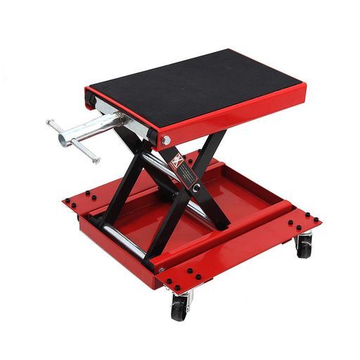 Apextreme耐荷重500 kgバイクジャッキバイクリフトリフトドーリーゴムマット付キャスター付きレッド