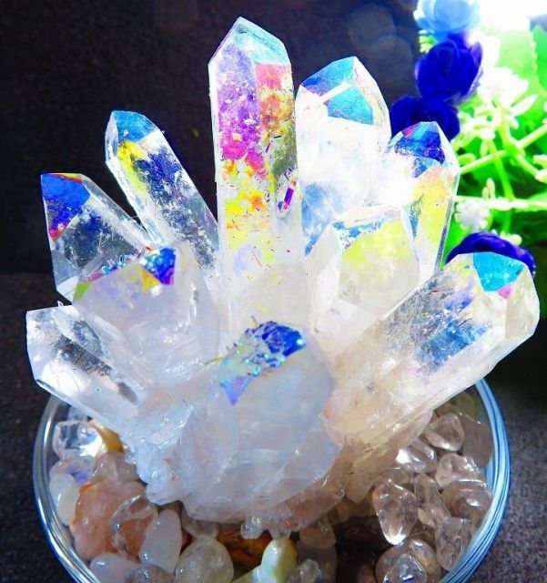 ☆上級贅品☆新入荷天然アーカンソー産 レインボーオーラ水晶