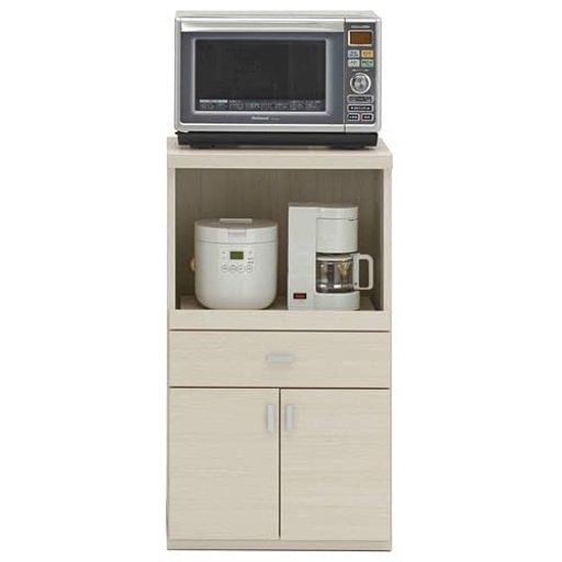 フナモコ食器棚スマートキッチン幅55 x奥44.7 x高さ97 cmホワイトウッド日本製完成品SRS-55 LC