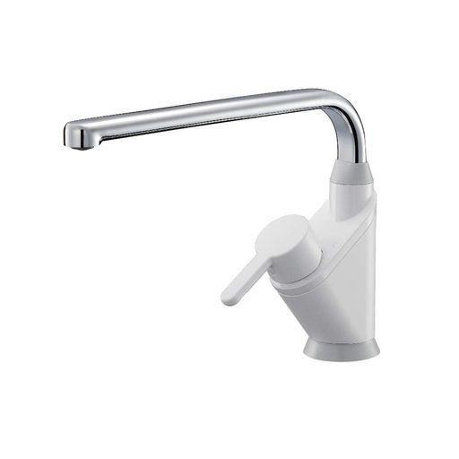 SANEI サンエイ シングルワンホール混合栓シンクスペース広々節約エコハンドル撥水性のセラピカ樹脂 -13ホワイト