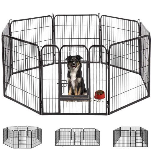 ペットサークル折りたたみ式ペットフェンス扉付き形組み換え 室内外兼用高さ80 cmパネル 小型|中型犬 小動物用全成長期対応ドッグサークル 80 X cm-