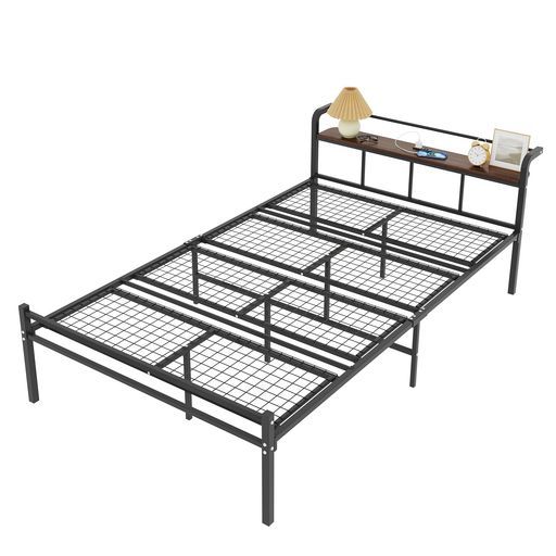 WLIVEベッドフレームベッドセミダブルパイプベッドコンセント付き2口