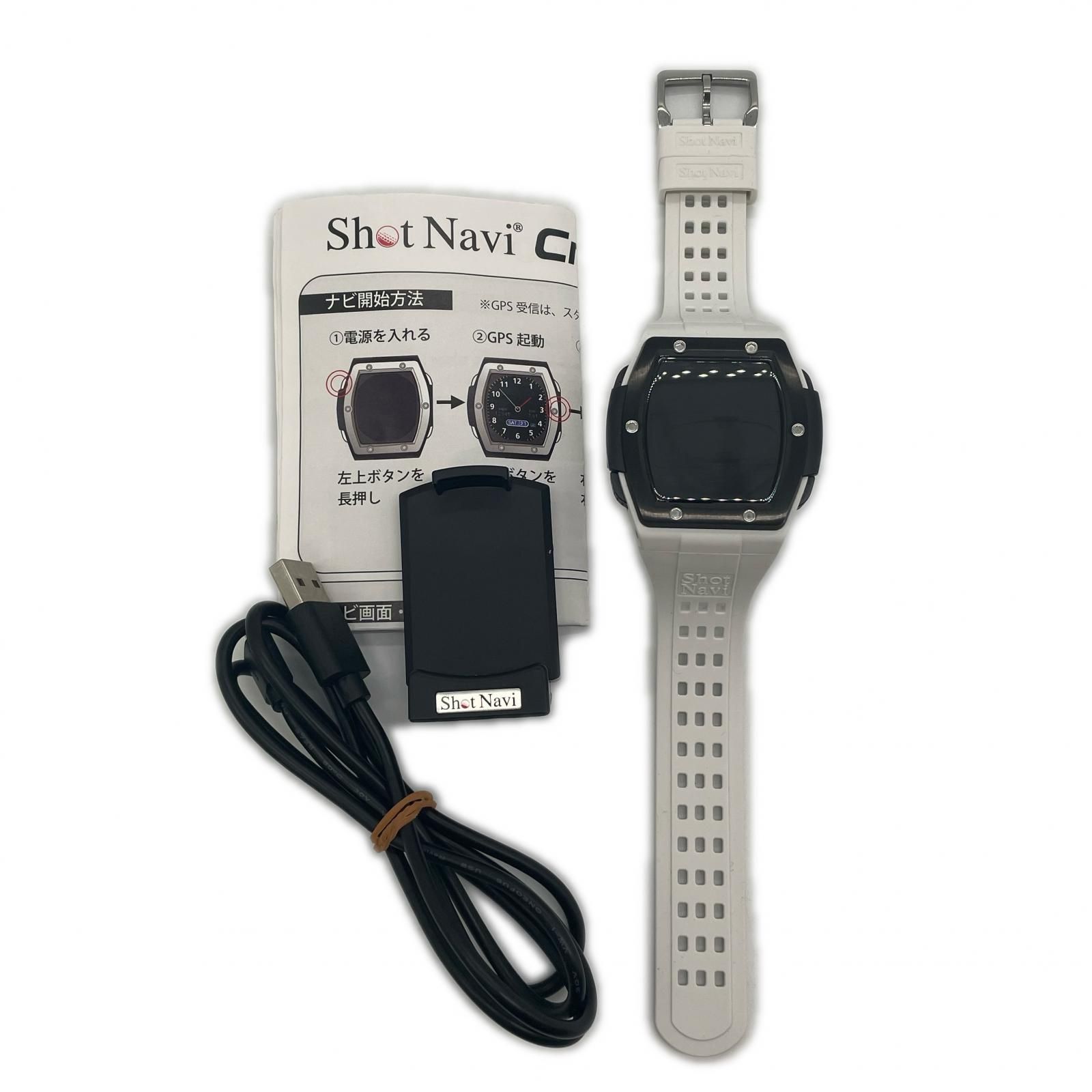 中古 ショットナビ ShotNavi ゴルフナビ 白 クレスト Crest ウォッチ型