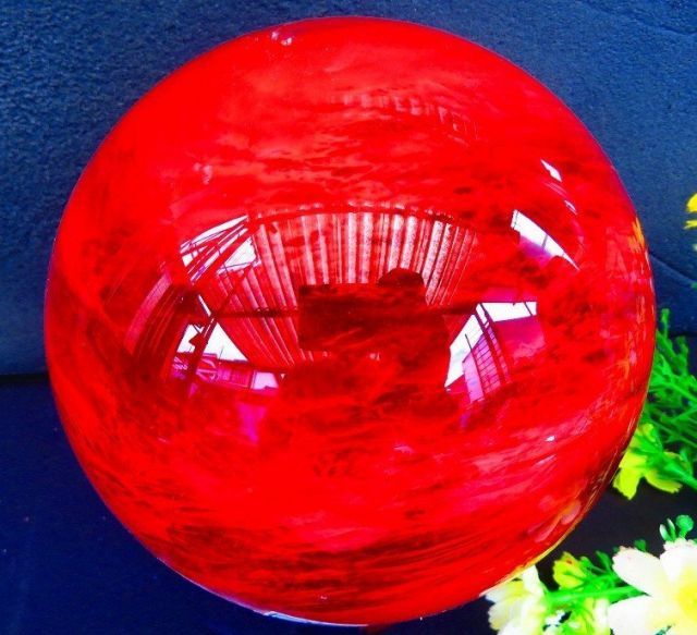 絶品超綺麗K9赤水晶丸玉☆超巨大3.12kg☆157mm台座付tk6515