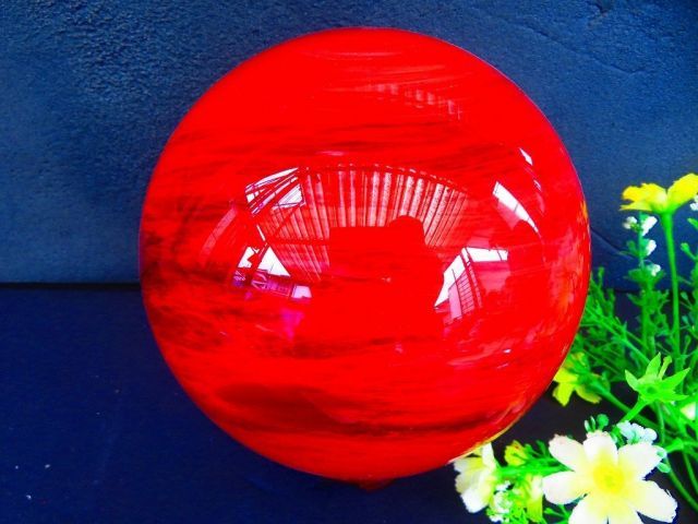 絶品超綺麗K9赤水晶丸玉☆超巨大3.12kg☆157mm台座付tk6515