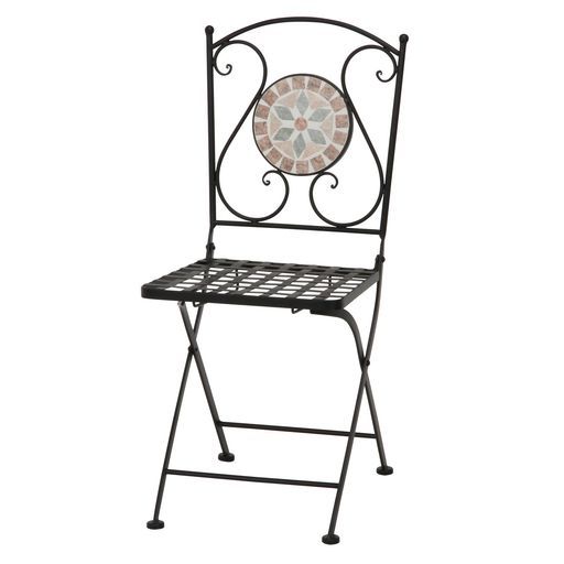 不二貿易ガーデンチェア花柄タイルチェア素焼き調庭バルコニーテラスセラミック製10658