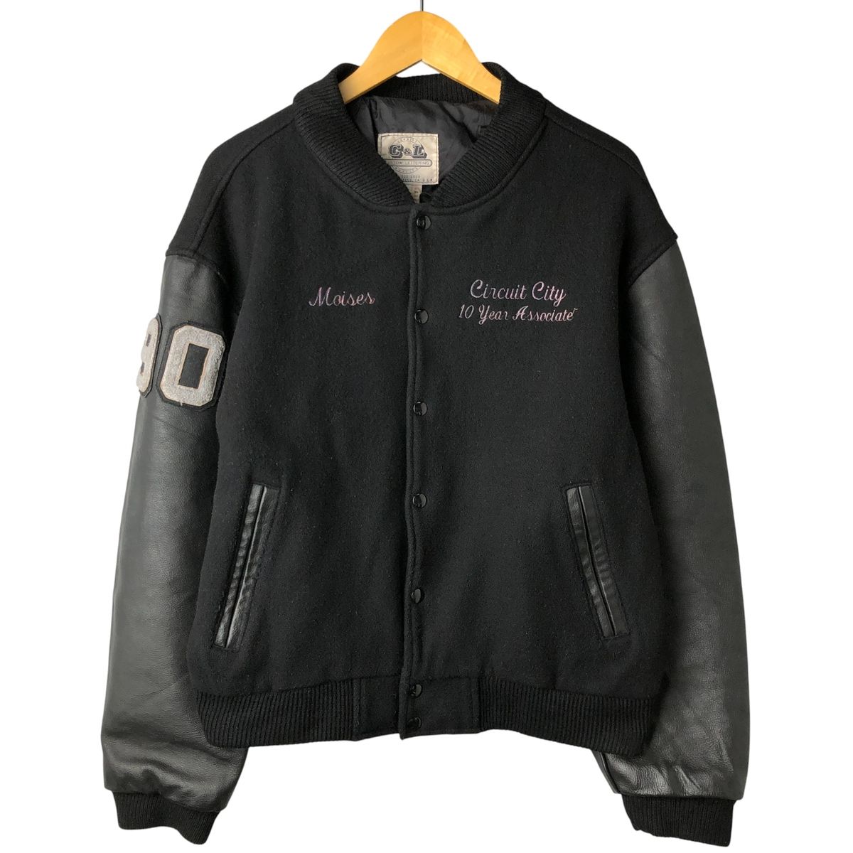 古着 80年代 Creative Custom Products 袖革ウールボタンスタジャン バーシティジャケット メンズXL相当 ヴィンテージ|eaa 605555