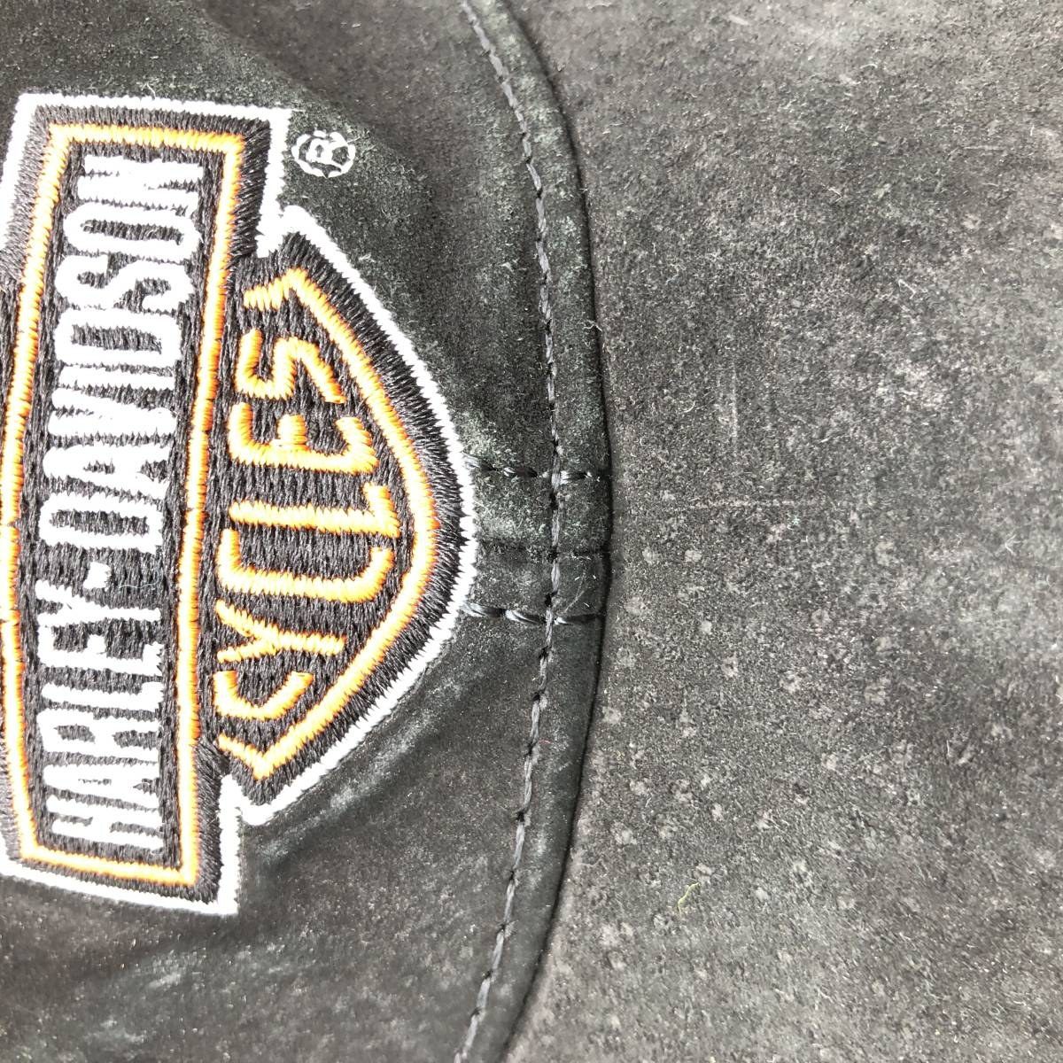  古着 ハーレーダビッドソン Harley-Davidson スエード レザーキャップ フリーサイズ相当|gaa 006415 キャップ 帽子