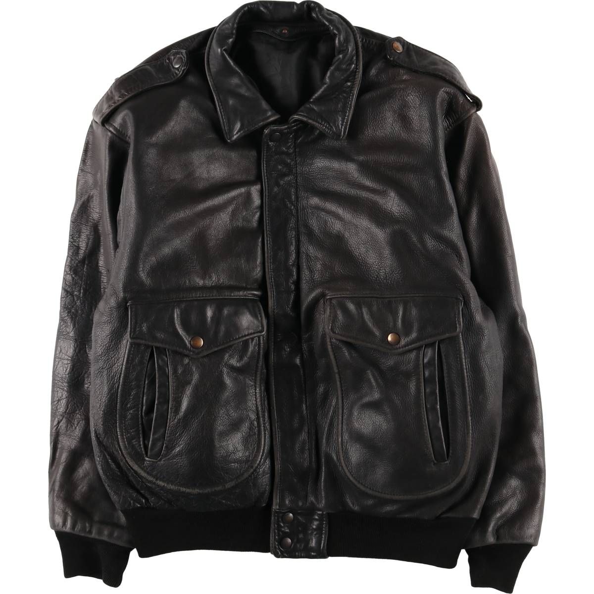 古着 A-2タイプ 中綿入り レザーフライトジャケット メンズXL相当|eaa 553070