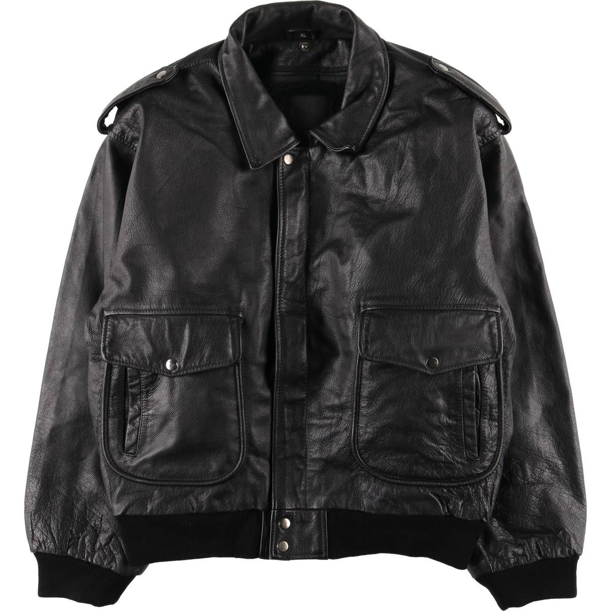 古着 A-2タイプ 中綿入り レザーフライトジャケット メンズXL相当|eaa 553096