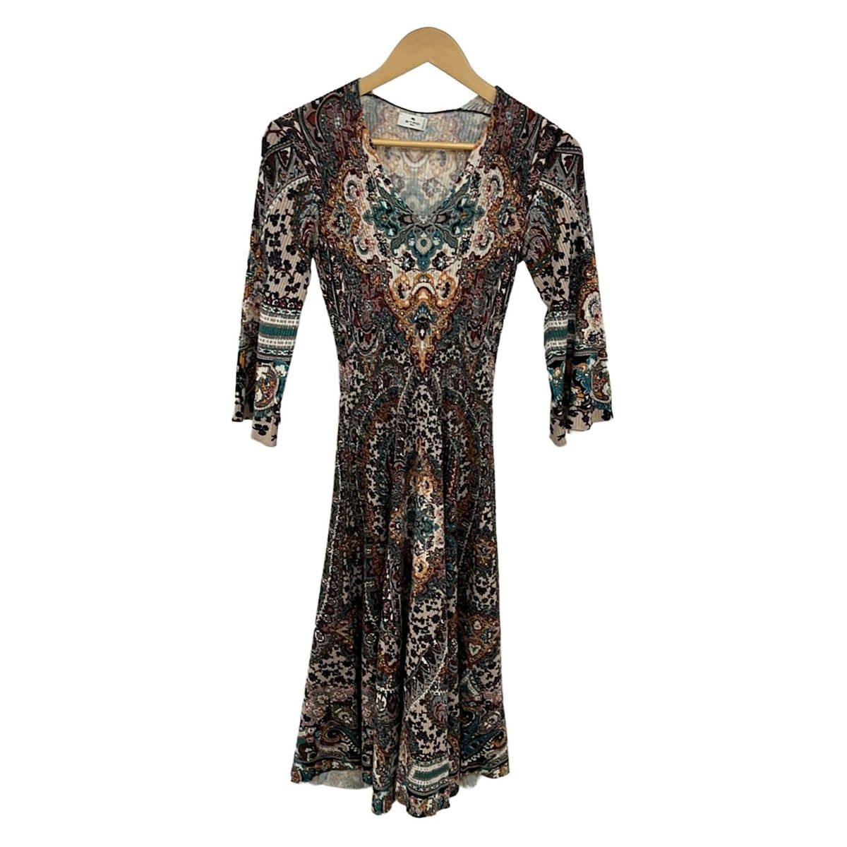 ETRO(エトロ) ワンピース サイズ38 S レディース - アイボリー×グレー