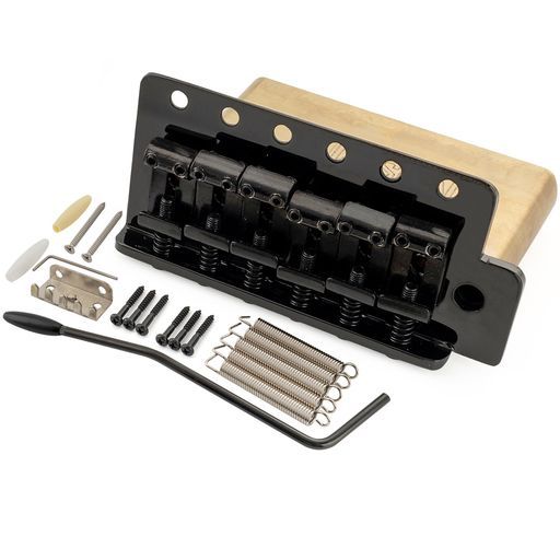 MusiclilyUltra 10.5 mmトレモロユニットブリッジ6点止タイプ硬化鋼プレスサドル42 mmブラスブロック差し込み式トレモロアームAmericanヴィンテージストラトStratエレキギター用ブラック