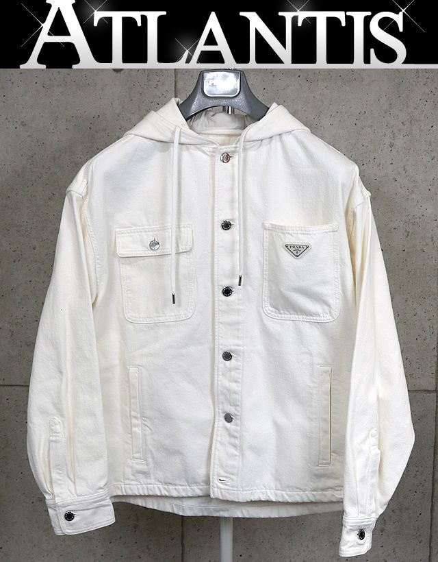 PRADA プラダ 2025年 フード付き ボタン ジャケット メンズ size S 白 101802