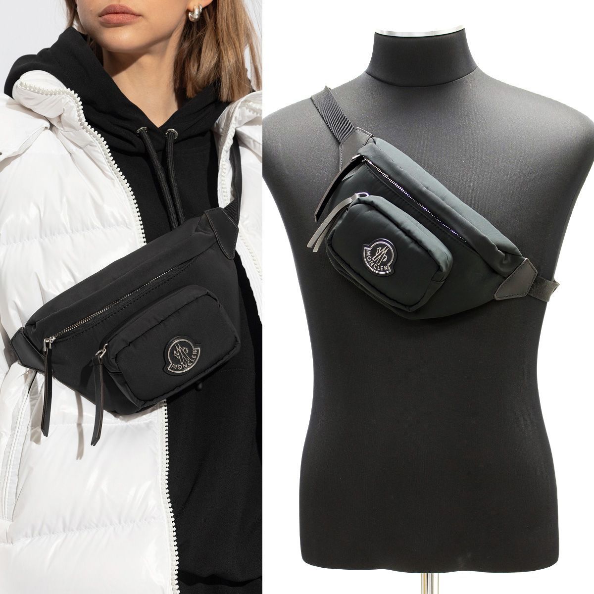 3 MONCLER モンクレール 5 M 00001 4659 FELICIE ブラック ショルダーバッグ ベルトバッグ ボディバッグ