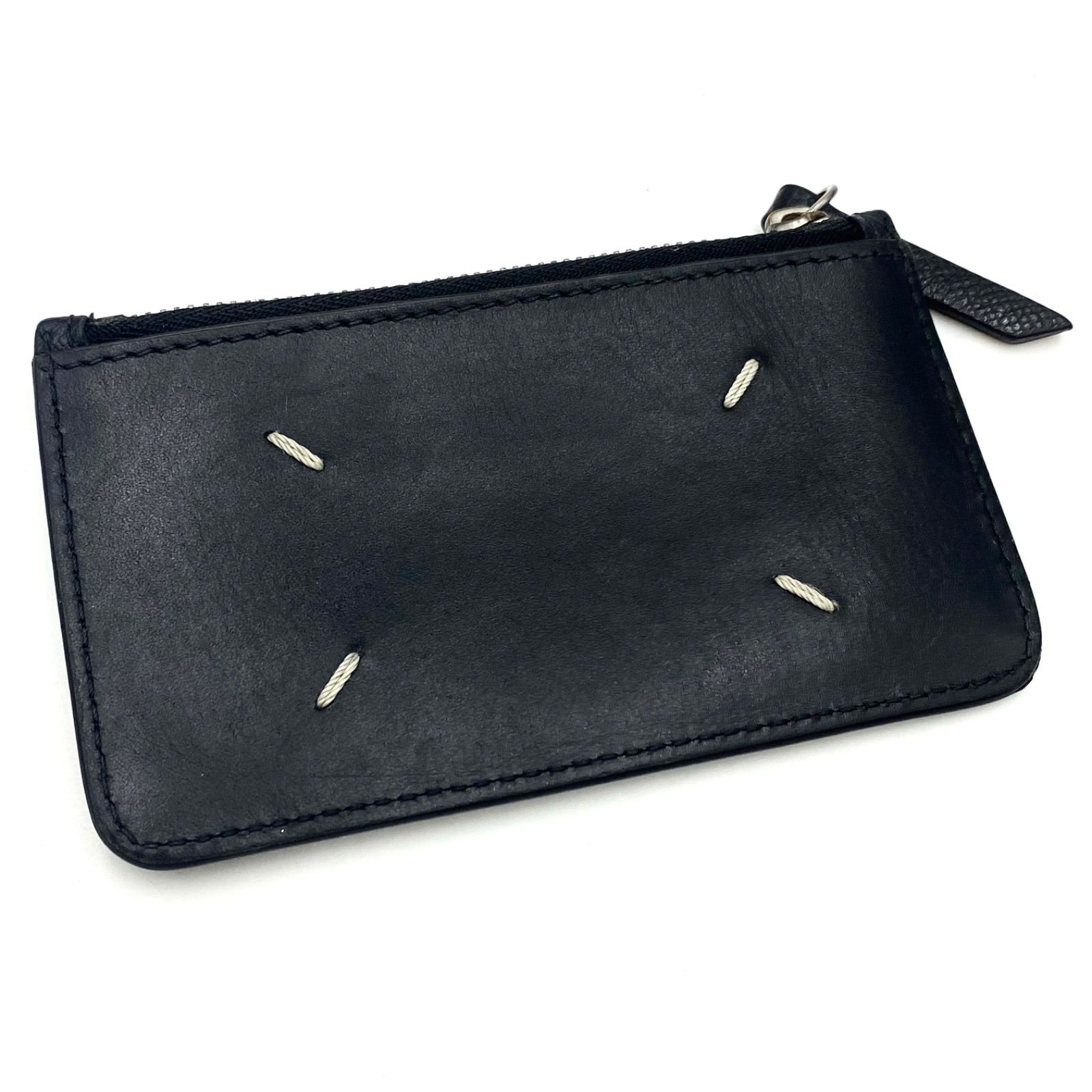 Maison Margiela メゾン マルジェラ フラグメントケース コインケース 小銭入れ カードケース 名刺入れ ブラック ステッチ レザー