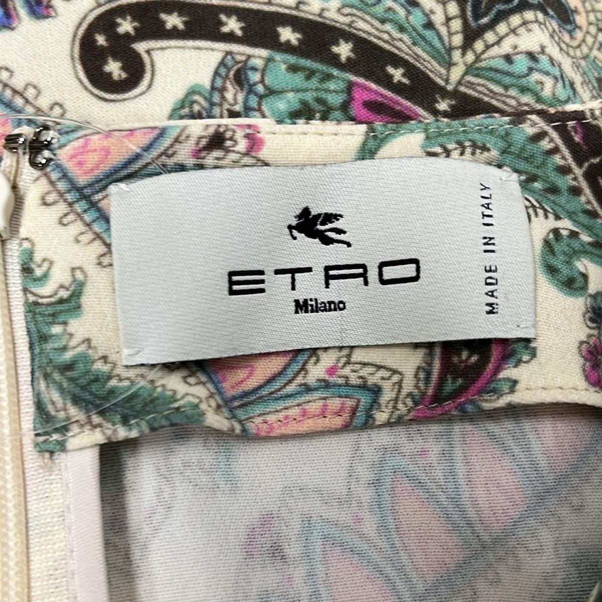 エトロ ETRO ひざ丈ワンピース ペイズリー柄 七分袖 38 ETRO(エトロ) ワンピース サイズ40 M レディース美品 - アイボリー