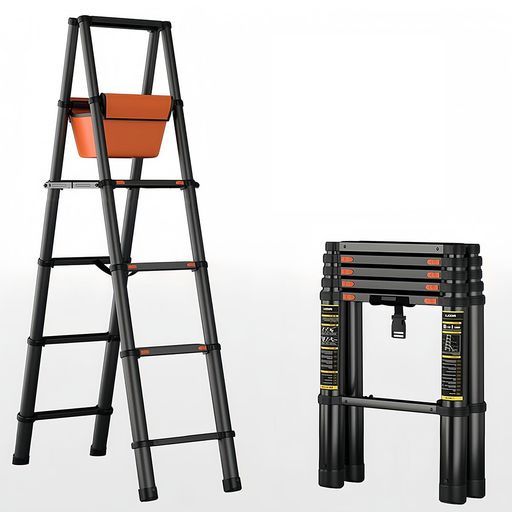 NODIBRO脚立伸縮ハシゴ6段折りたたみ高さ調節 伸縮はしごスライド式安全ロック梯子1.7 m 1.7 m耐荷重150 kg軽量伸縮自在移動ながら作業okアルミ製持ち運びやすいホームロフトオフィスに適合…