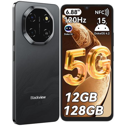 BlackviewShark 6 SIMフリースマホ5 G対応12 GB 拡張 |DokeAI搭載 ChatGPT |Android 15スマホ|6.88インチ
