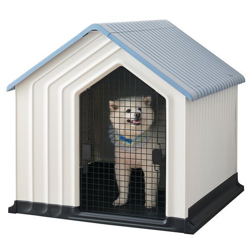 OSJ犬小屋ドア付きペットハウスペットケージプラスチック製犬室内犬室外ペットゲージオシャレボブハウスペットハウスペットサークルLブルー