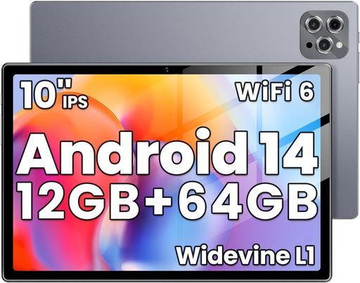 【タブレット10インチwi-fiモデル】12GB+64GB+1TBTF拡張、8コアCPUWidevineL1+GMS認証+Type-C充電+6000mAh、Androidタブレット1280*800IPS画面 12,673円