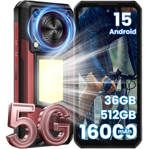 タフネススマホ36 GB 拡張 Android 15 SIMフリースマホ本体16000 mAh大容量バッテリー1000 LMキャンプライト108 MP 32 MPカメラ