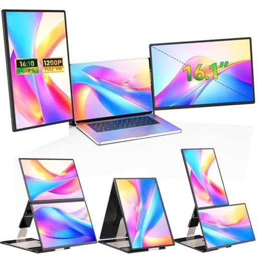 LGGST 16.1インチデュアルモニタートリプルモニター パネル搭載235°回転-16 10アスペクト比取り外し ディスプレイノートパソコン拡張でマルチタスク効率化
