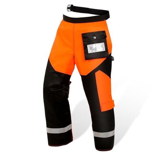 チェンソー防護用ズボンチャップスチェーンソー保護ズボン保護具作業用切断防止6層防護素材ウエスト調整 オックスフォード生地ケガ防止エプロン型ポケット付きUL認証済み…