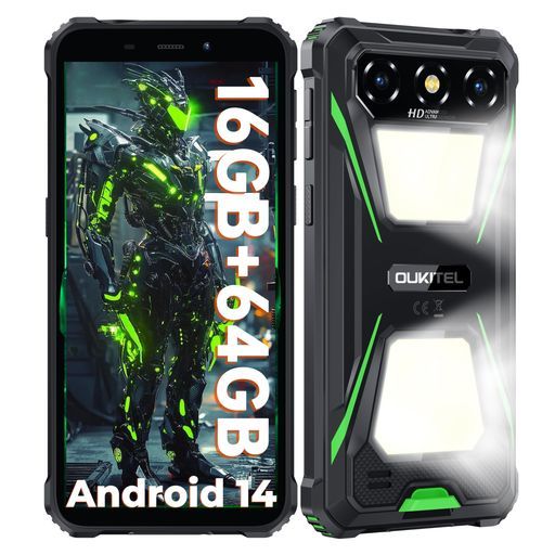 フリースマホ本体 拡張 6300 mAhの大容量バッテリー900 LMキャンプライトAndroid 14防水防塵耐衝撃スマホ本体simフリー6インチHD 大画面13 MP