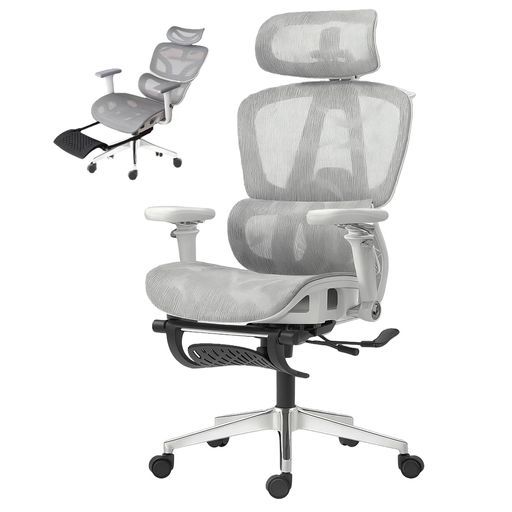 EastEamilyオフィスチェア疲れないエイリアンチェア昇降式8 Dヘッドレスト勉強椅子耐荷重 度回転145°リクライニング 9 Dアームレストランバーサポートとオットマン付き竜紋編網座り…