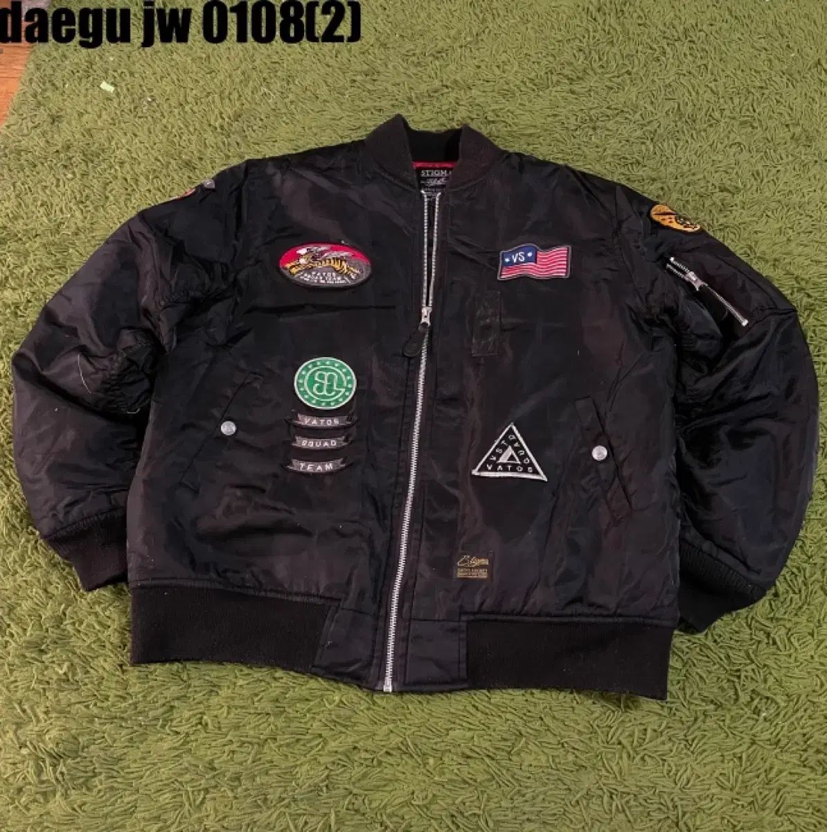 黒色 パッチ パイロットジャンパー m-l