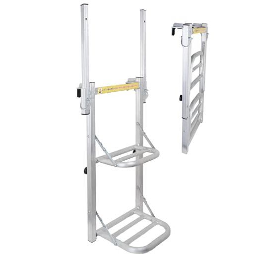 トラック用荷台はしご折り畳み両側手すり付き携帯性2段軽トラ重量2.85 kgトラック昇降ステップアルミ製ハシゴトラックステッパートラック昇降設備荷降ろし荷積み荷物運搬荷台へ昇降