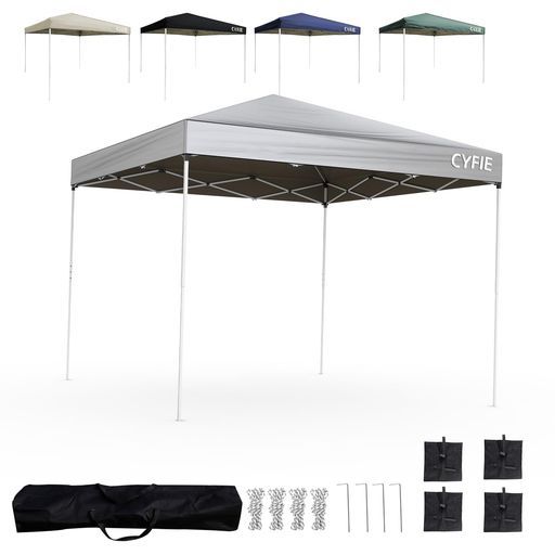 CYFIEタープテント3 mx 3 m遮熱遮光UVカット耐水防風ワンタッチ設営3段階調節コンパクト収納イベントテント運動会業務用祭り屋台アウトドア用スチールフレーム錆び防止設営説明書付属収納…