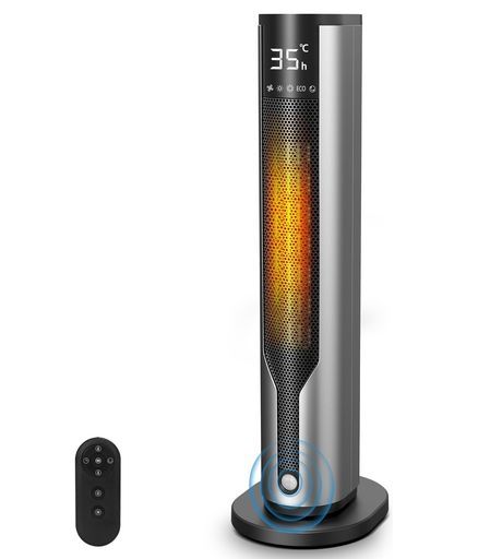 人感センサーxエコ自動調節 セラミックヒーター首振りセラミックファンヒーター800 W|1200 W電気足元暖房器具省エネ10畳リモコン付1~12 Hタイマー機能転倒オフ過熱保護低騒音