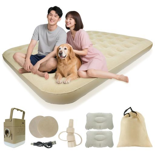 エアーベッドダブル200 x 152 25 cm電動ポンプ内蔵エアーマットレス簡易ベッド耐荷重300 kgワンタッチ操作自動膨張折り畳み式枕収納袋コンパクト寝具防水通気快適花見キャンプアウトドア来客…