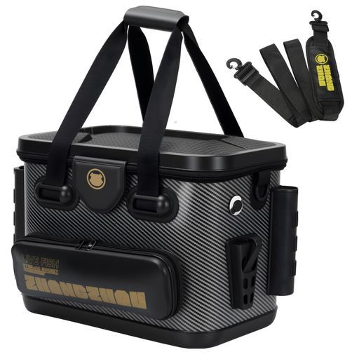 FYYタックルバックタックルボックス40 LEVA素材多機能釣り具釣り用ケース防水大容量釣りバケツ収納コンテナロッドホルダー付きプライヤーホルダー付き滑り止め底アウトドア釣り用バケツ…