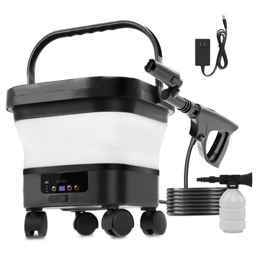 折りたたみ式 8 MPa強力水圧 Perrace高圧洗浄機コードレス充電式7段階水圧調整電池残量表示最大60分連続使用20000 mAh大容量バッテリー13 Lバケツ-10 L水袋付きコンパクト収納軽量持ち運び便利